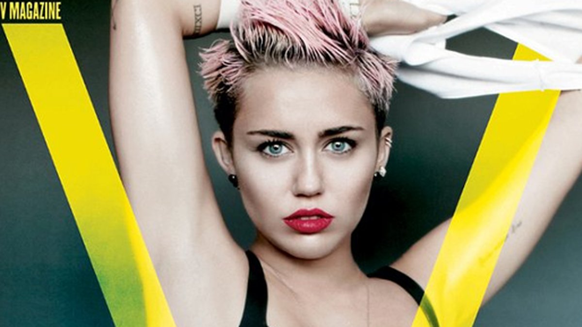 Miley Cyrus på omslaget till V.